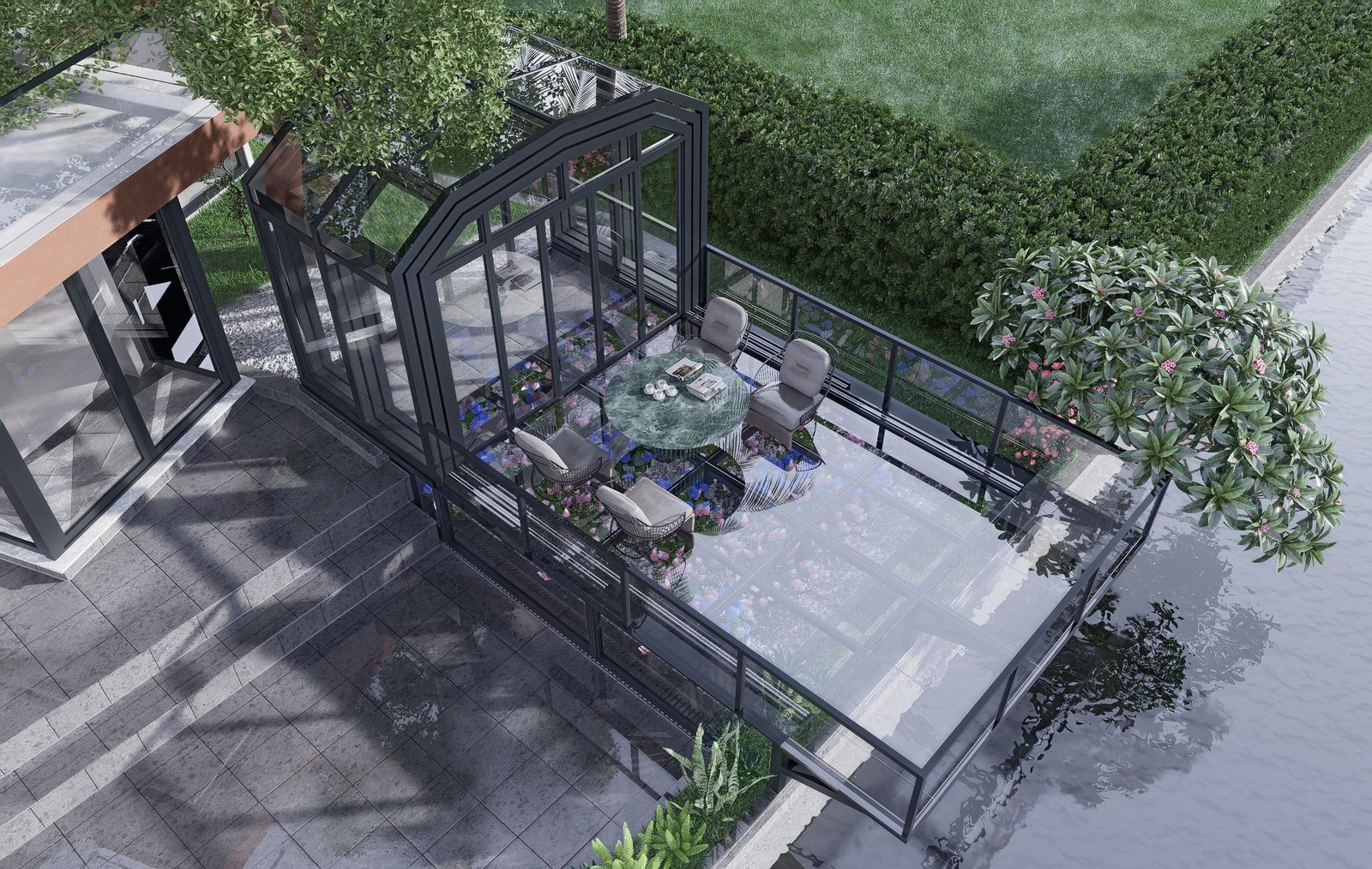 Retractable Courtyard Sunroom